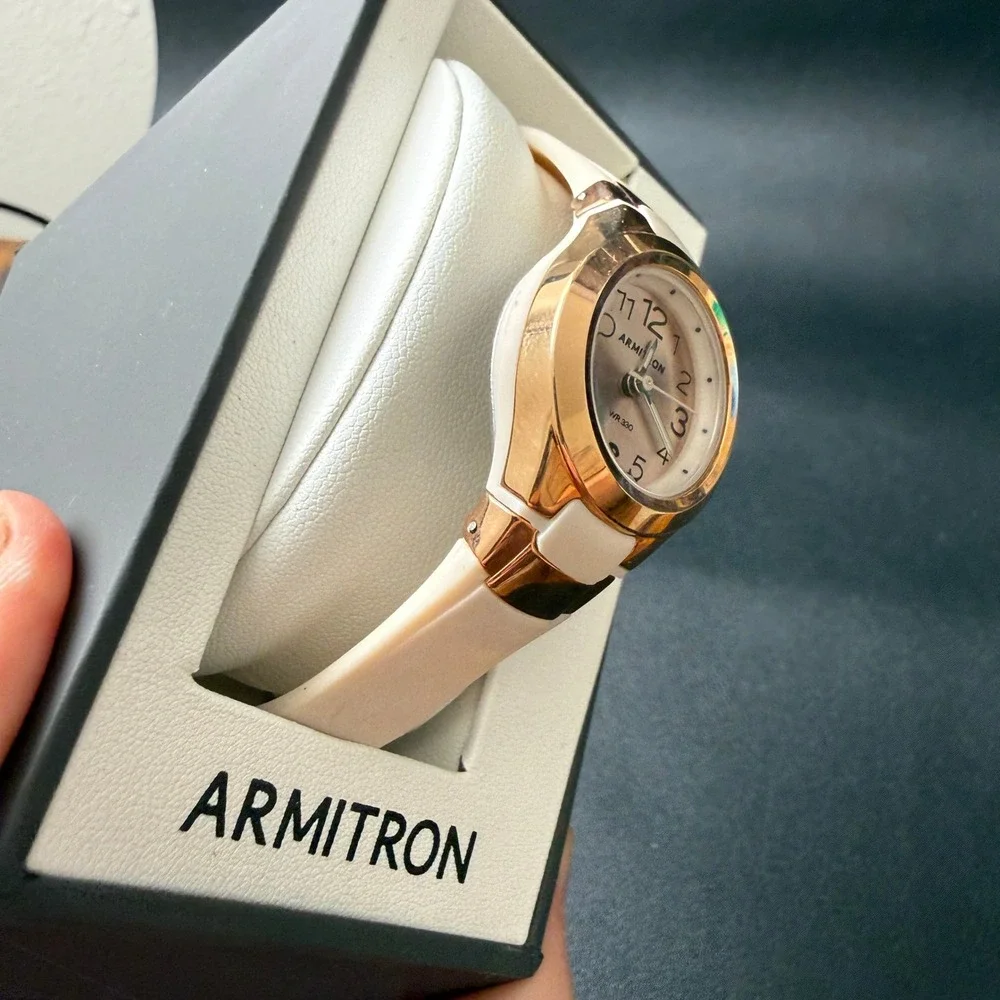MSRP‎ $40 Armitron 25/6418 Women's Rose Gold Resin Strap Watch NEEDS BATT